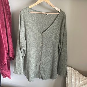Liberty Love Olive Green Button Front Sweater 3x